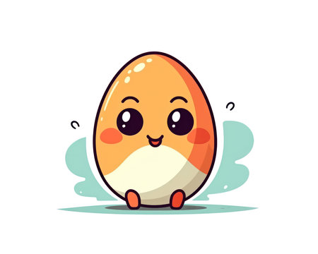 Cute happy Easter egg character. Cute Easter egg vector illustration. (AI Generated)の素材