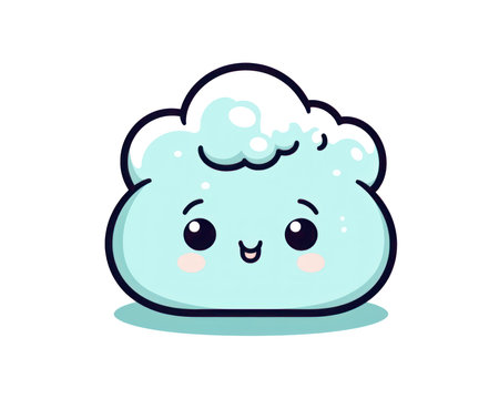 Cute cloud character. Vector illustration isolated on a white background. (AI Generated)の素材