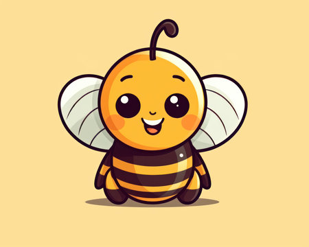 Cute cartoon bee character vector illustration. Cute bee mascot design. (AI Generated)の素材