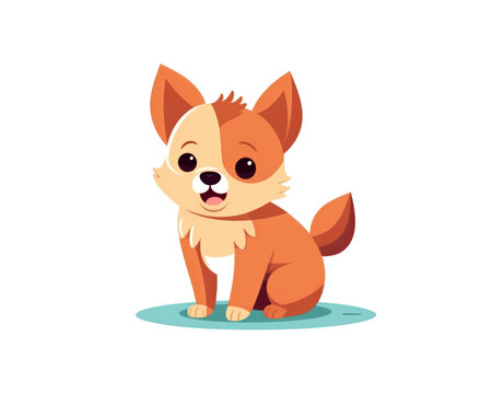 Cute cartoon dog. Vector illustration in a flat style on a white background. (AI Generated)の素材