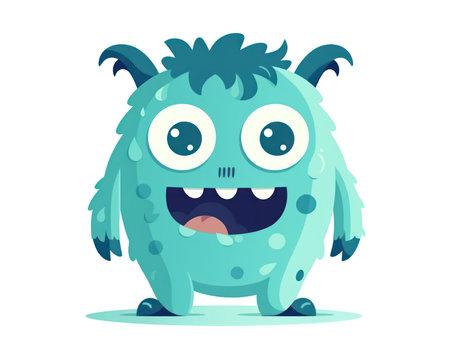 Cute cartoon monster. Vector illustration isolated on a white background. (AI Generated)の素材