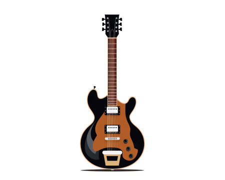 Electric guitar isolated on white background. Vector illustration in flat style. (AI Generated)の素材