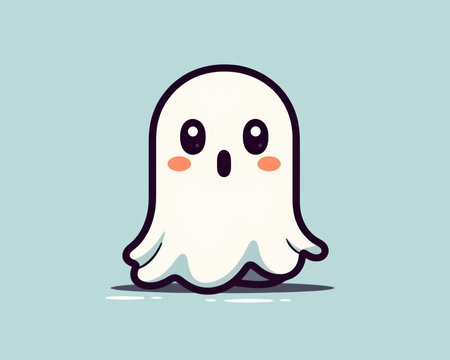 Cute ghost cartoon vector illustration. Halloween icon. Cute ghost. (AI Generated)の素材