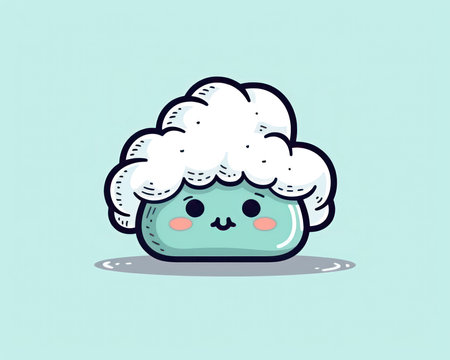Cute cartoon bubble bath with cloud on blue background. Vector illustration. (AI Generated)の素材