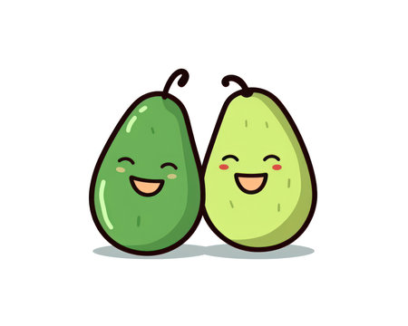 Cute Avocado character. Vector illustration. (AI Generated)の素材