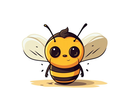 Cute cartoon bee isolated on a white background. Vector illustration. (AI Generated)の素材
