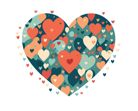 Heart with many hearts. Valentine's day background. Vector illustration. (AI Generated)の素材
