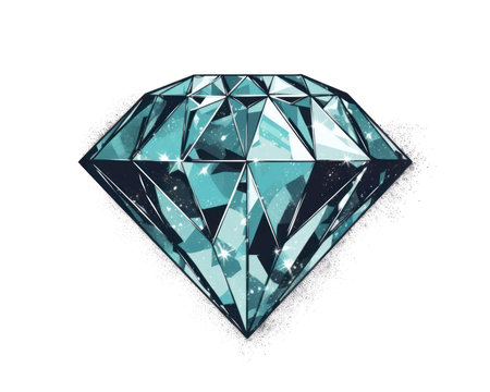 Illustration of a blue diamond on a white background, isolated. (AI Generated)の素材