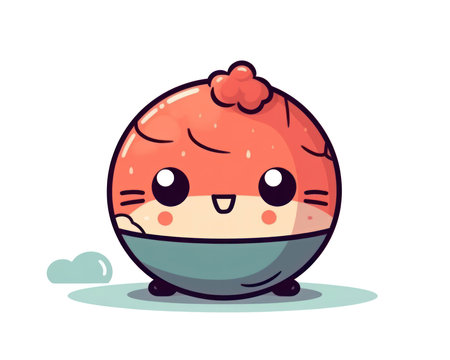 Cute kawaii sushi character vector illustration. Kawaii sushi icon. (AI Generated)の素材