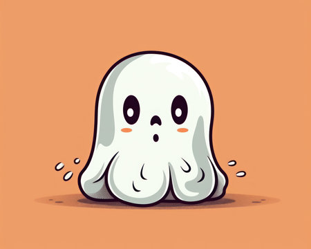 Cute cartoon ghost. Halloween vector illustration. Funny ghost character. (AI Generated)の素材