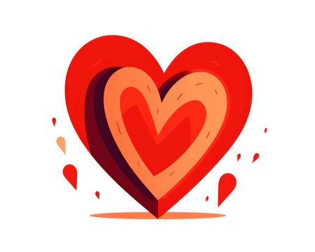 Red heart on a white background. Vector illustration in flat style. (AI Generated)の素材