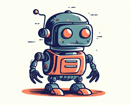 Cute robot cartoon. Vector illustration. (AI Generated)の素材