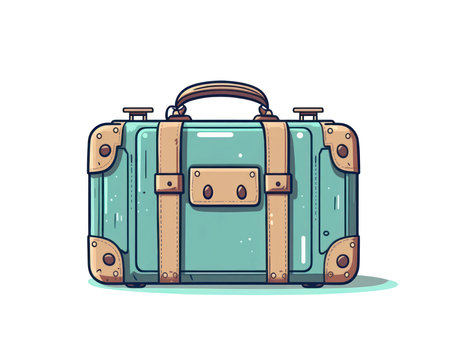 Travel suitcase. Vector illustration in cartoon style isolated on white background. (AI Generated)の素材