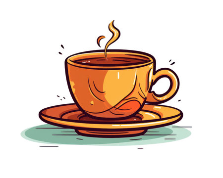 Cup of tea. Vector illustration in doodle style. (AI Generated)の素材
