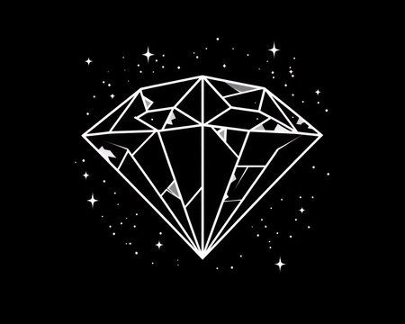 Diamond icon vector illustration. Gem stone symbol isolated on black background. (AI Generated)の素材
