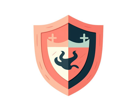 Coat of Arms Icon. Flat Color Design. Vector Illustration. (AI Generated)の素材