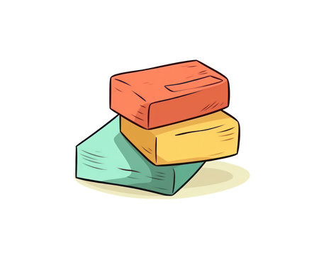 Illustration of a set of colored wooden cubes on a white background. (AI Generated)の素材