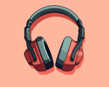 Headphones isolated on pink background. Vector illustration. (AI Generated)の素材