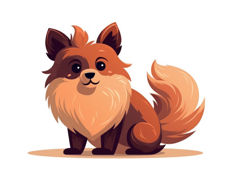 Cute cartoon pomeranian dog. Vector illustration isolated on white background. (AI Generated)の素材