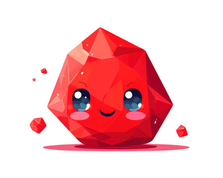 Cute red ruby gemstone character. Vector illustration isolated on white background. (AI Generated)の素材