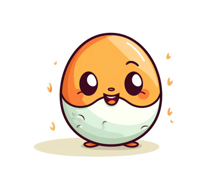 Cute egg character with happy expression. Vector flat cartoon illustration icon design. (AI Generated)の素材