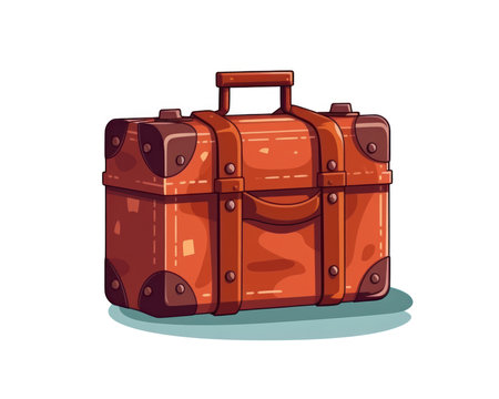Vintage travel suitcase isolated on white background. Vector illustration in cartoon style. (AI Generated)の素材