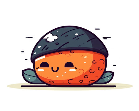 Cute kawaii sushi character vector illustration. Japanese food. (AI Generated)の素材