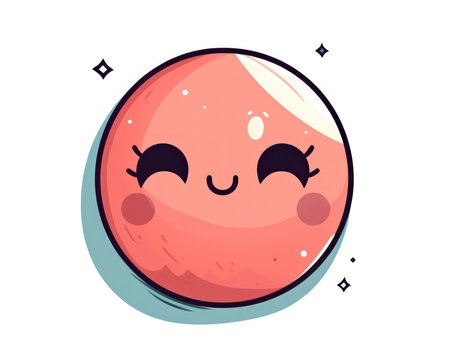 Cute kawaii planet. Vector illustration in cartoon style. (AI Generated)の素材