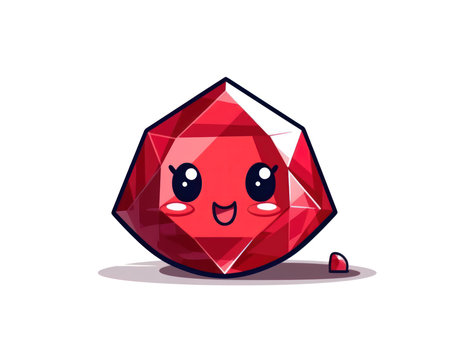 Cute red ruby gemstone character isolated on white background. Vector illustration. (AI Generated)の素材
