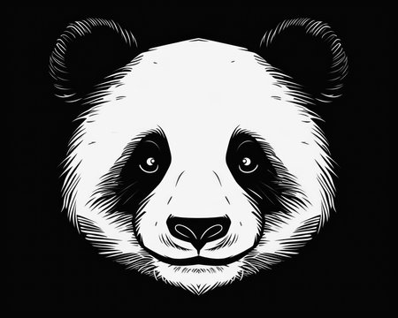 Portrait of a panda on a black background. Vector illustration. (AI Generated)の素材