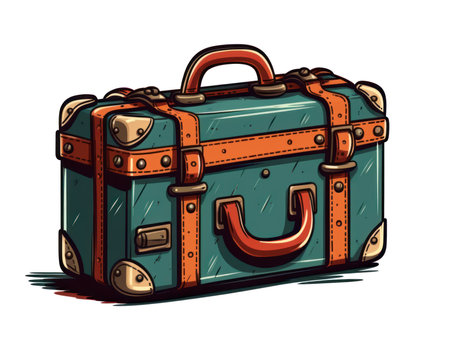 Vintage travel suitcase isolated on a white background. Vector illustration. (AI Generated)の素材