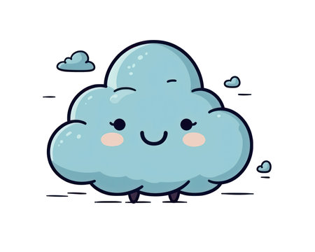 Cute cloud cartoon. Vector illustration isolated on a white background. (AI Generated)の素材