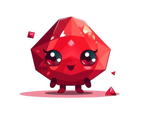 Cute cartoon rubis character. Vector illustration isolated on white background. (AI Generated)の素材