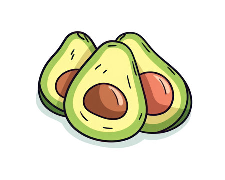 Avocado. Vector illustration. Isolated on a white background. (AI Generated)の素材