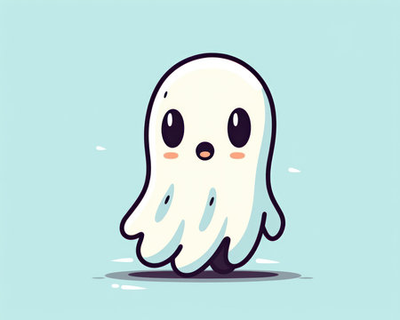 Cute ghost cartoon vector illustration. Cute halloween ghost character. (AI Generated)の素材