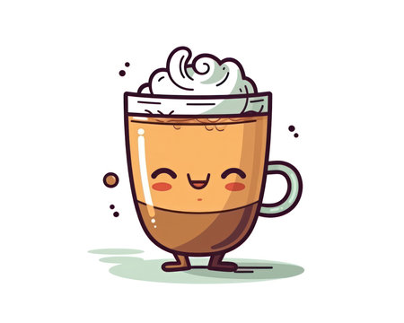 Cute latte macchiato with whipped cream. Vector illustration. (AI Generated)の素材