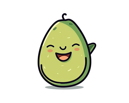 Cute Avocado fruit character. Cute cartoon vector illustration. (AI Generated)の素材