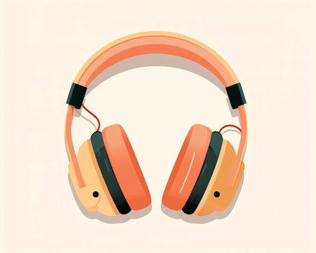 Orange headphones isolated on white background. Vector illustration. (AI Generated)の素材