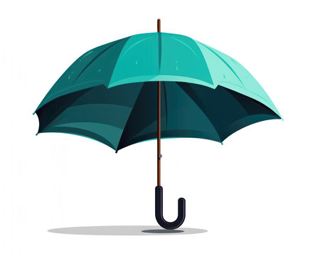 Blue umbrella isolated on white background. Vector illustration. (AI Generated)の素材