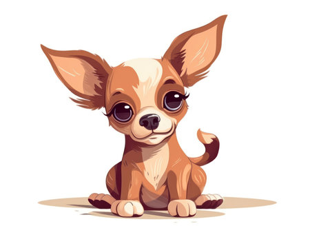 Cute cartoon chihuahua dog sitting. Vector illustration. (AI Generated)の素材