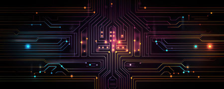 Abstract technology background. Circuit board, microchip. Vector illustration.の素材