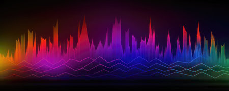 Sound wave vector background. Audio equalizer technology. Music sound wave.の素材