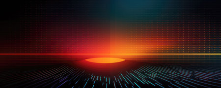 Futuristic technology background with glowing lines and dots. Vector illustration.の素材