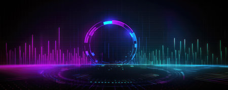 Abstract technology background. Futuristic glowing background. Graphic concept. (AI Generated)の素材