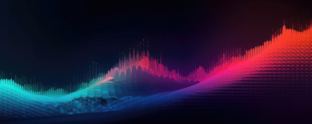 Abstract colorful background with sound wave. Audio equalizer. Vector illustration.の素材