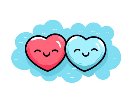 Cute hearts in cloud. Valentines day greeting card. Vector illustration. (AI Generated)の素材