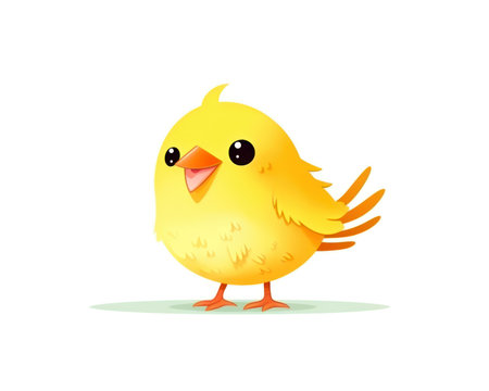 Cute little yellow chicken isolated on white background. Vector cartoon character illustration. (AI Generated)の素材