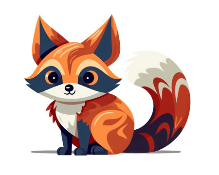 Cute cartoon fox isolated on a white background. Vector illustration. (AI Generated)の素材