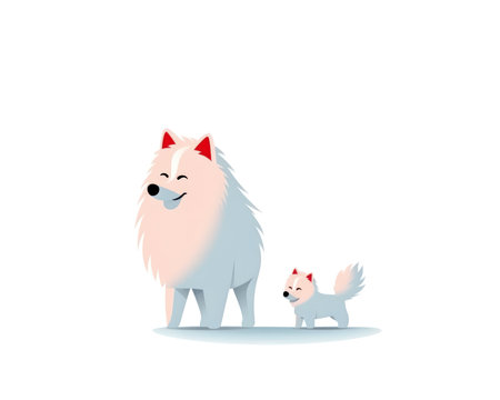 Illustration of a dog and a cat. Vector illustration in a flat style. (AI Generated)の素材