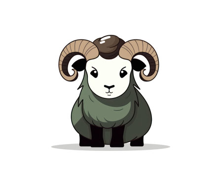 Cute cartoon ram isolated on a white background. Vector illustration. (AI Generated)の素材